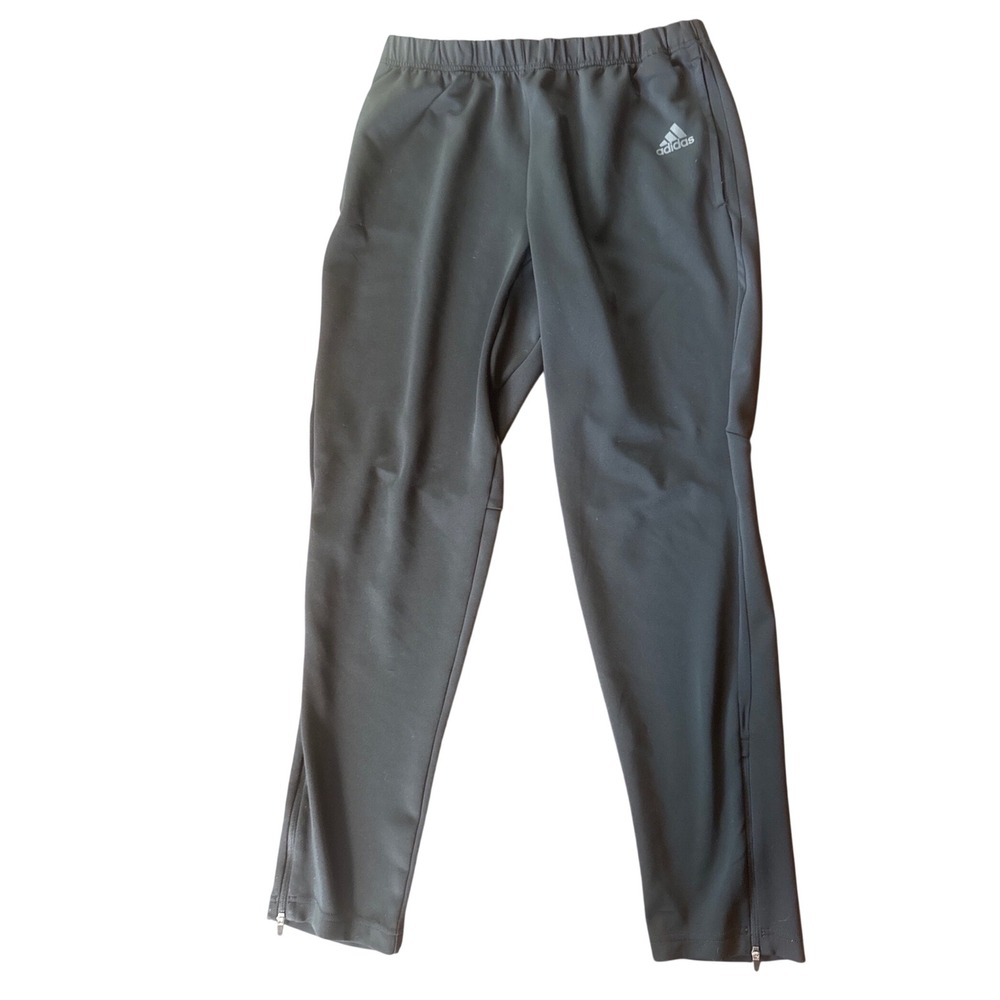 Adidas Track Pants Mens Medium Black Reflective Tapered Joggers